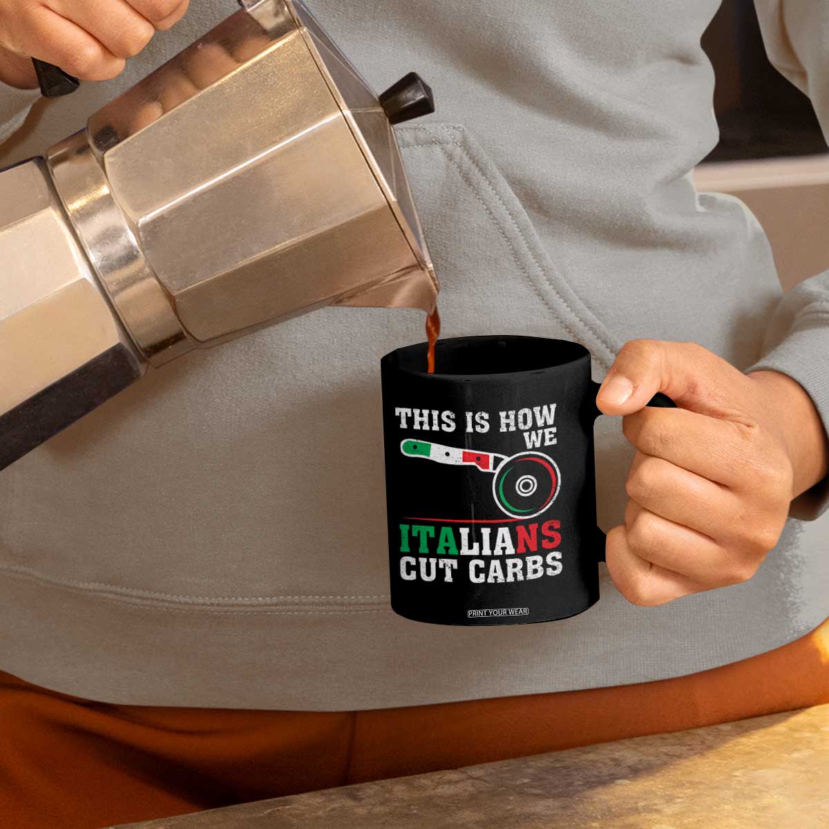 Funny This Is How We Italians Cut Carbs Coffee Mug Italian American Pizza Slice TS11 Print Your Wear