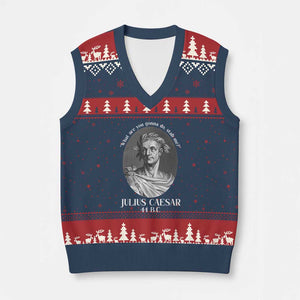 Funny Julius Caesar V-Neck Knit Sweater Vest What Are You Gonna Do Stab Me Roman History TS11 Navy Red Print Your Wear