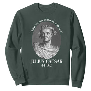 Funny Julius Caesar Sweatshirt What Are You Gonna Do Stab Me Roman History TS11 Dark Forest Green Print Your Wear