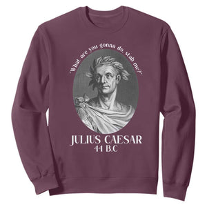 Funny Julius Caesar Sweatshirt What Are You Gonna Do Stab Me Roman History TS11 Maroon Print Your Wear