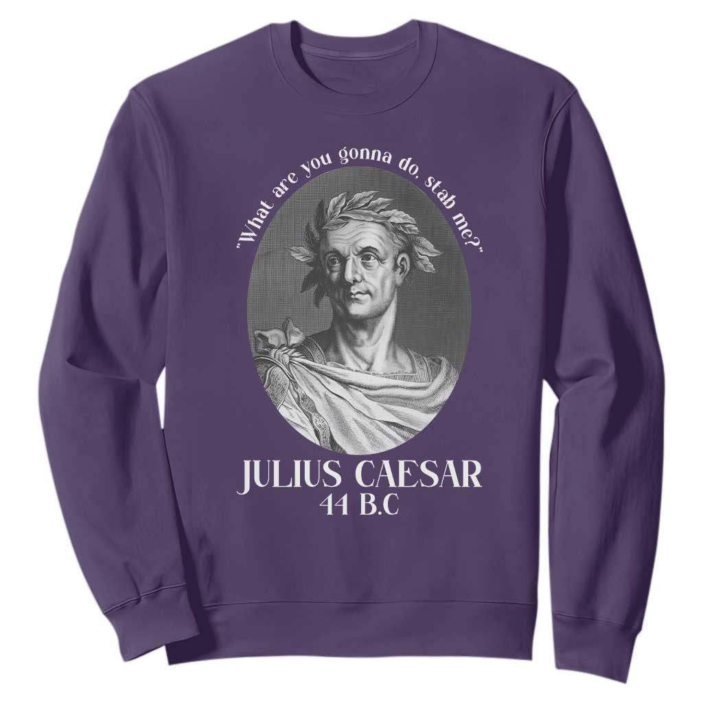 Funny Julius Caesar Sweatshirt What Are You Gonna Do Stab Me Roman History TS11 Purple Print Your Wear