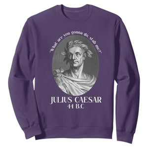 Funny Julius Caesar Sweatshirt What Are You Gonna Do Stab Me Roman History TS11 Purple Print Your Wear
