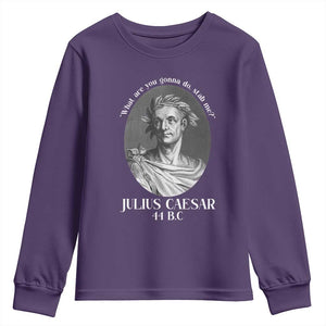Funny Julius Caesar Youth Sweatshirt What Are You Gonna Do Stab Me Roman History TS11 Purple Print Your Wear