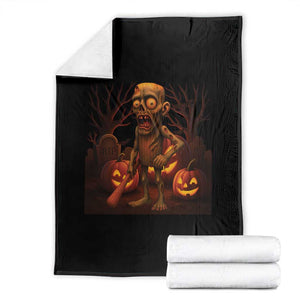 Funny Halloween Zombie Tung Tung Sahur Throw Blanket Italian Brainrot Meme TS11 Black Print Your Wear