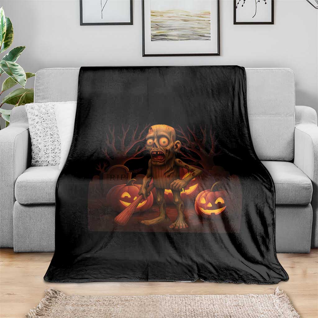 Funny Halloween Zombie Tung Tung Sahur Throw Blanket Italian Brainrot Meme TS11 Print Your Wear