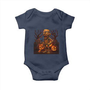 Funny Halloween Zombie Tung Tung Sahur Baby Onesie Italian Brainrot Meme TS11 Navy Print Your Wear