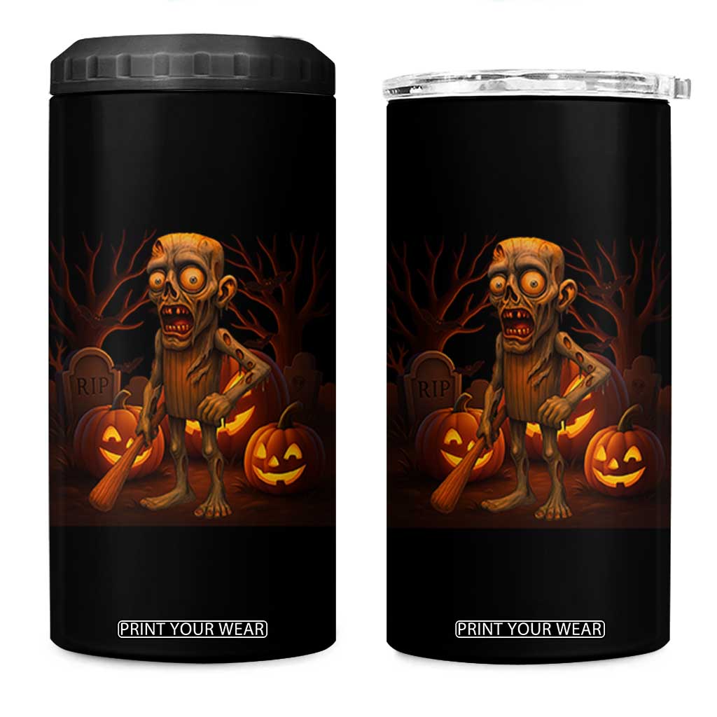 Funny Halloween Zombie Tung Tung Sahur 4 in 1 Can Cooler Tumbler Italian Brainrot Meme TS11 One Size: 16 oz Black Print Your Wear
