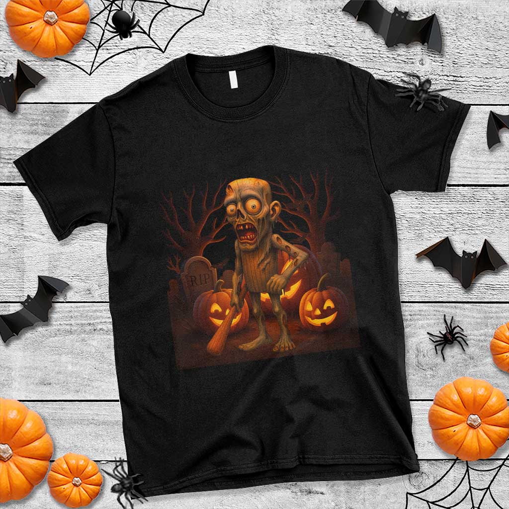 Funny Halloween Zombie Tung Tung Sahur T Shirt Italian Brainrot Meme TS11 Black Print Your Wear