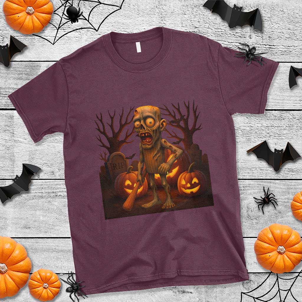 Funny Halloween Zombie Tung Tung Sahur T Shirt Italian Brainrot Meme TS11 Maroon Print Your Wear