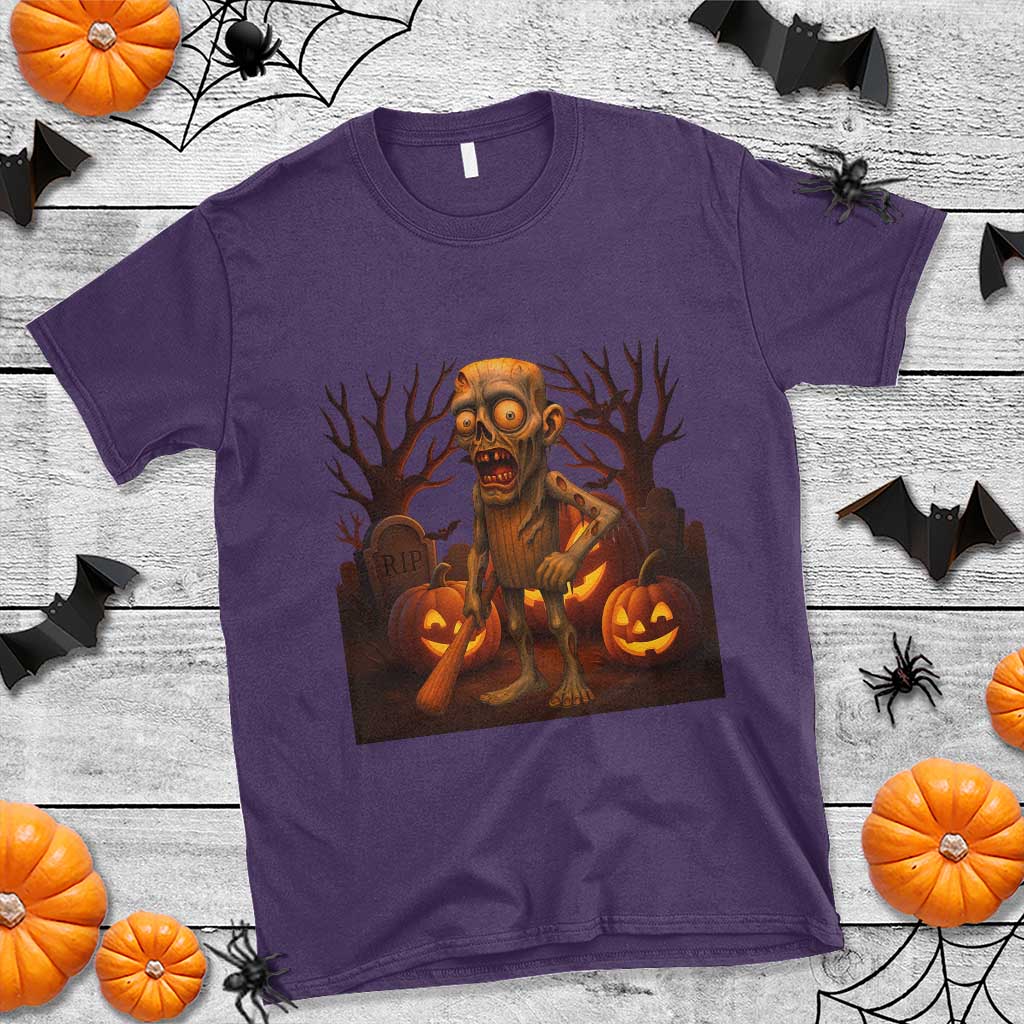 Funny Halloween Zombie Tung Tung Sahur T Shirt Italian Brainrot Meme TS11 Purple Print Your Wear