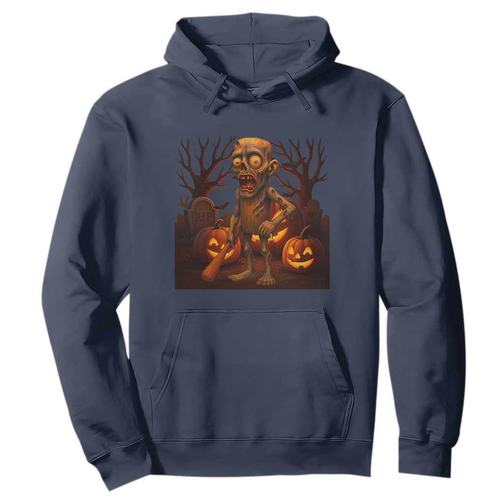 Funny Halloween Zombie Tung Tung Sahur Hoodie Italian Brainrot Meme TS11 Navy Print Your Wear