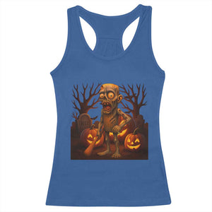 Funny Halloween Zombie Tung Tung Sahur Racerback Tank Top Italian Brainrot Meme TS11 Royal Blue Print Your Wear