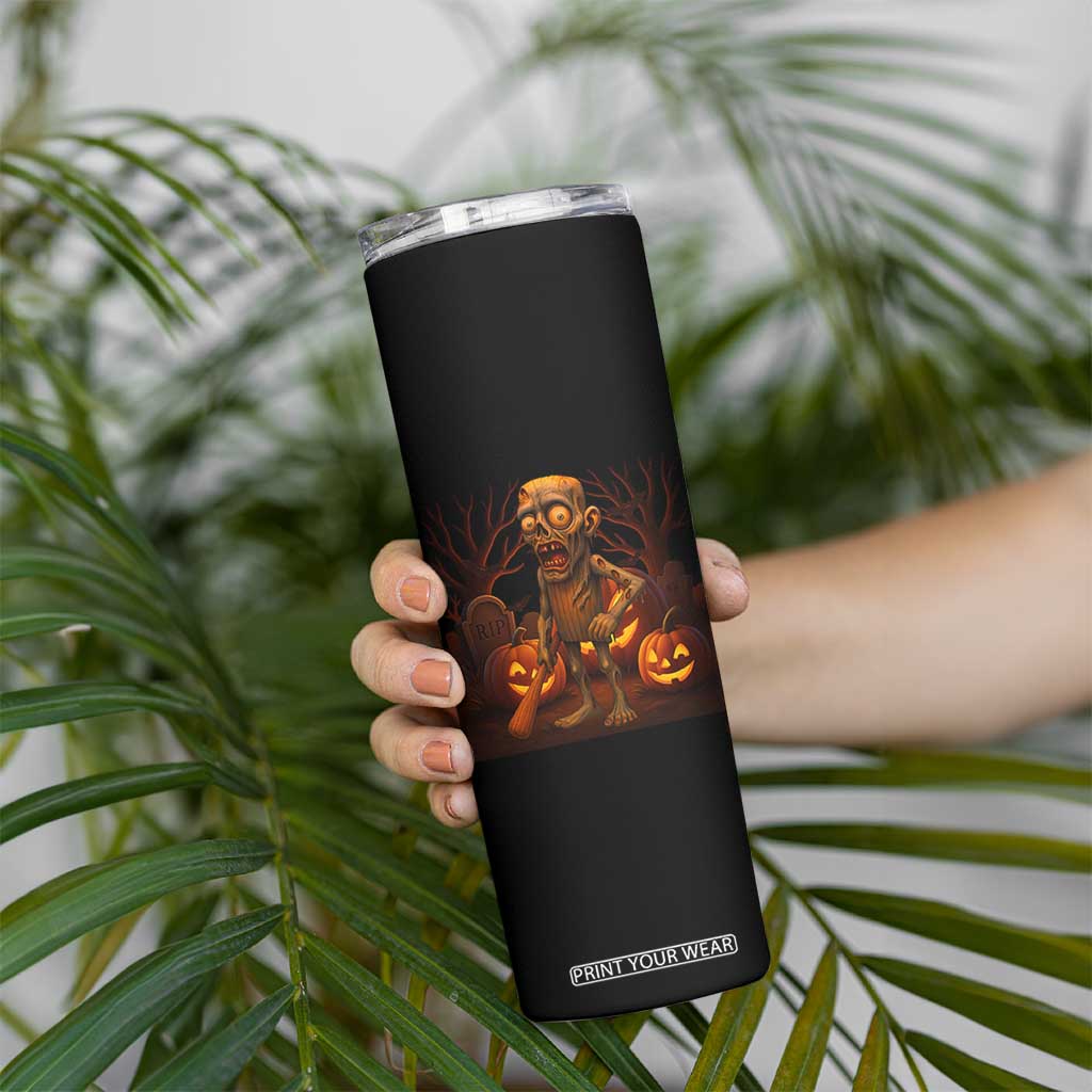 Funny Halloween Zombie Tung Tung Sahur Skinny Tumbler Italian Brainrot Meme TS11 Print Your Wear