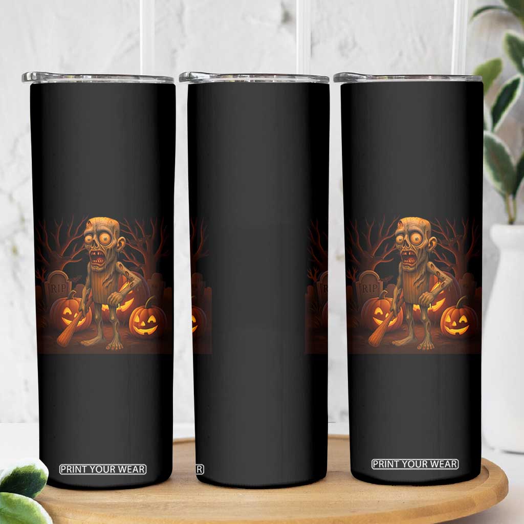 Funny Halloween Zombie Tung Tung Sahur Skinny Tumbler Italian Brainrot Meme TS11 Print Your Wear