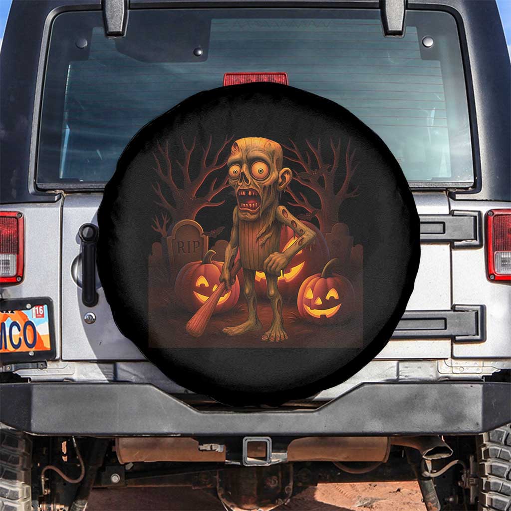 Funny Halloween Zombie Tung Tung Sahur Spare Tire Cover Italian Brainrot Meme TS11 No hole Black Print Your Wear