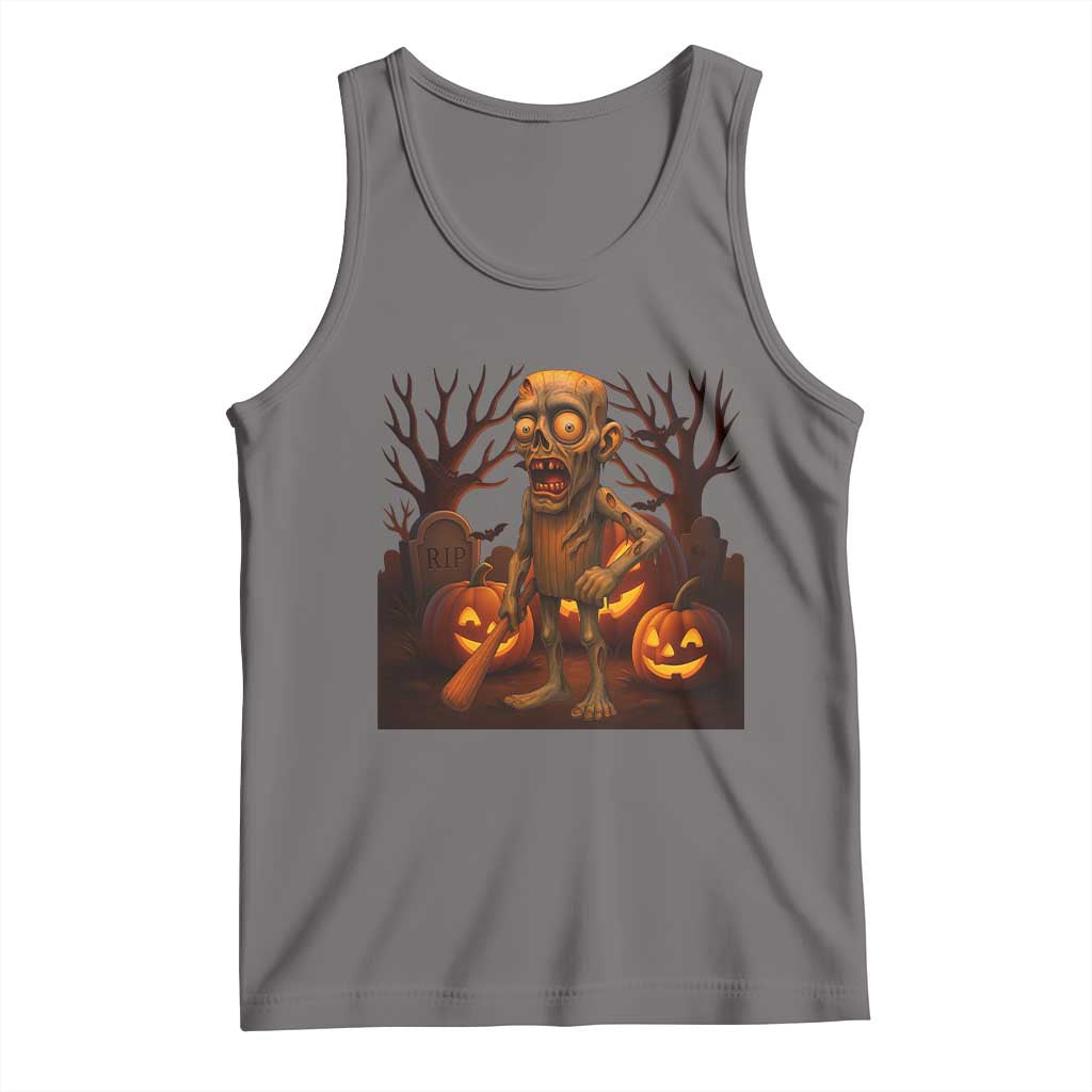 Funny Halloween Zombie Tung Tung Sahur Tank Top Italian Brainrot Meme TS11 Deep Heather Print Your Wear