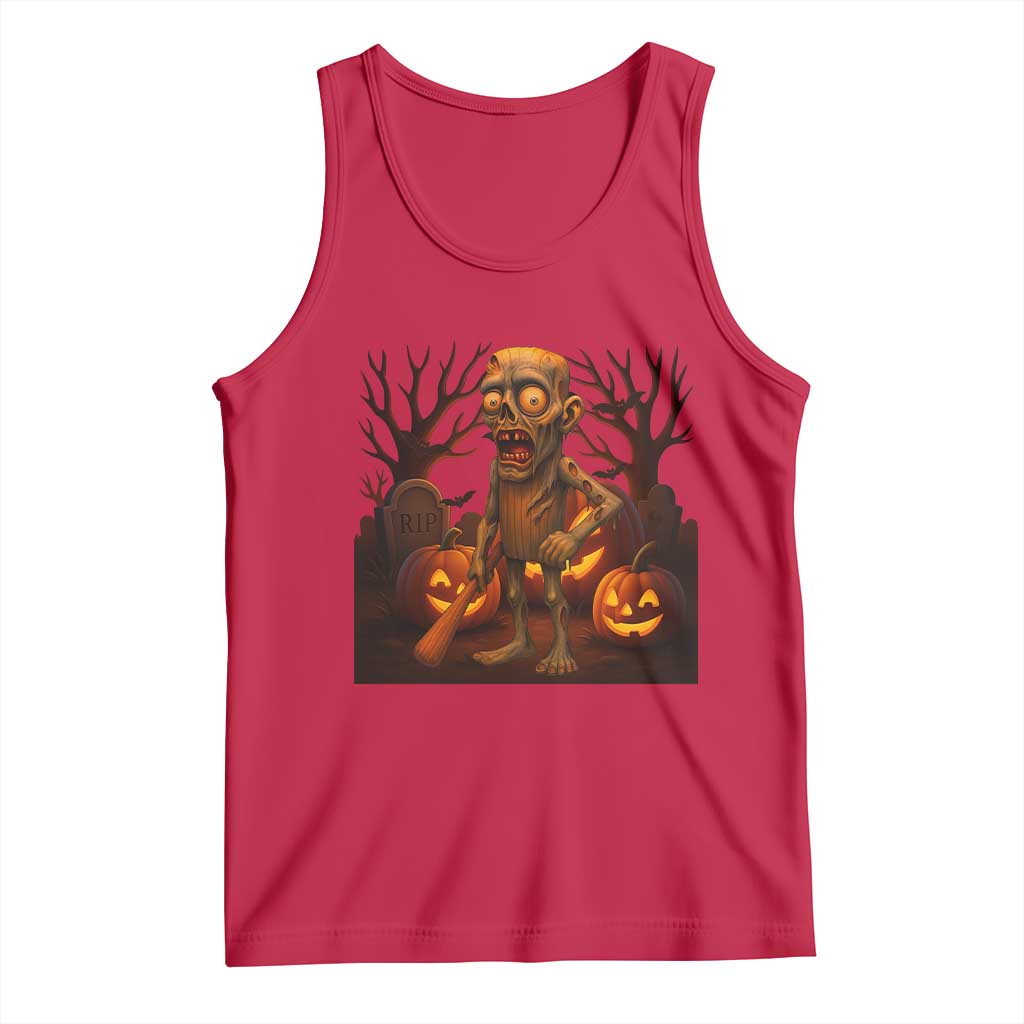 Funny Halloween Zombie Tung Tung Sahur Tank Top Italian Brainrot Meme TS11 Red Print Your Wear