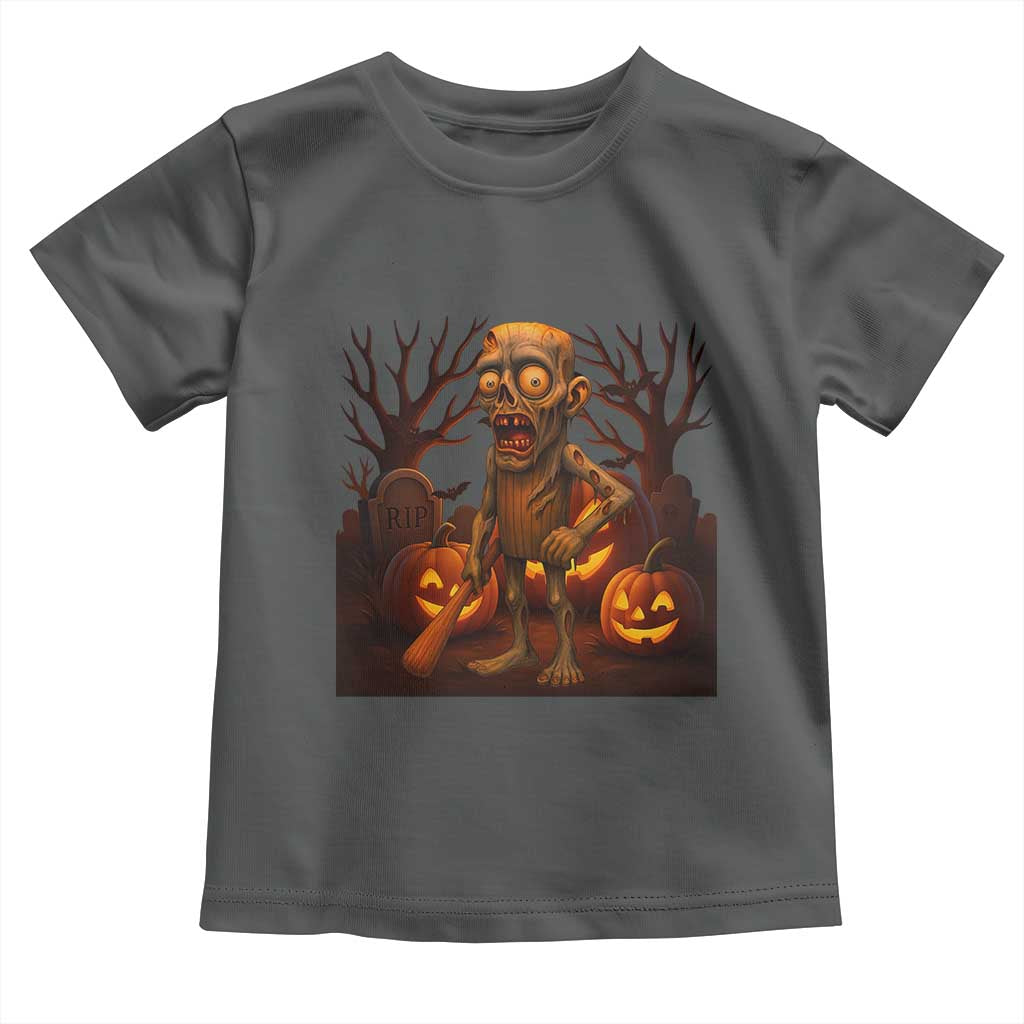 Funny Halloween Zombie Tung Tung Sahur Toddler T Shirt Italian Brainrot Meme TS11 Dark Heather Print Your Wear