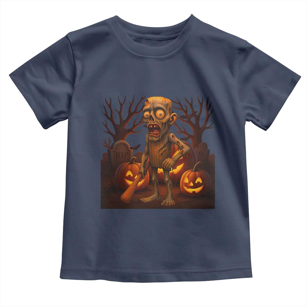 Funny Halloween Zombie Tung Tung Sahur Toddler T Shirt Italian Brainrot Meme TS11 Navy Print Your Wear
