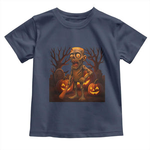 Funny Halloween Zombie Tung Tung Sahur Toddler T Shirt Italian Brainrot Meme TS11 Navy Print Your Wear