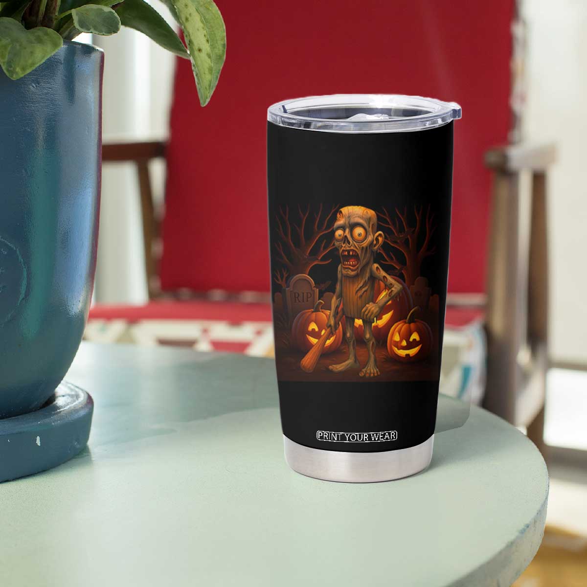 Funny Halloween Zombie Tung Tung Sahur Tumbler Cup Italian Brainrot Meme TS11 Print Your Wear