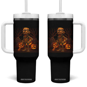 Funny Halloween Zombie Tung Tung Sahur Tumbler With Handle Italian Brainrot Meme TS11 One Size: 40 oz Black Print Your Wear