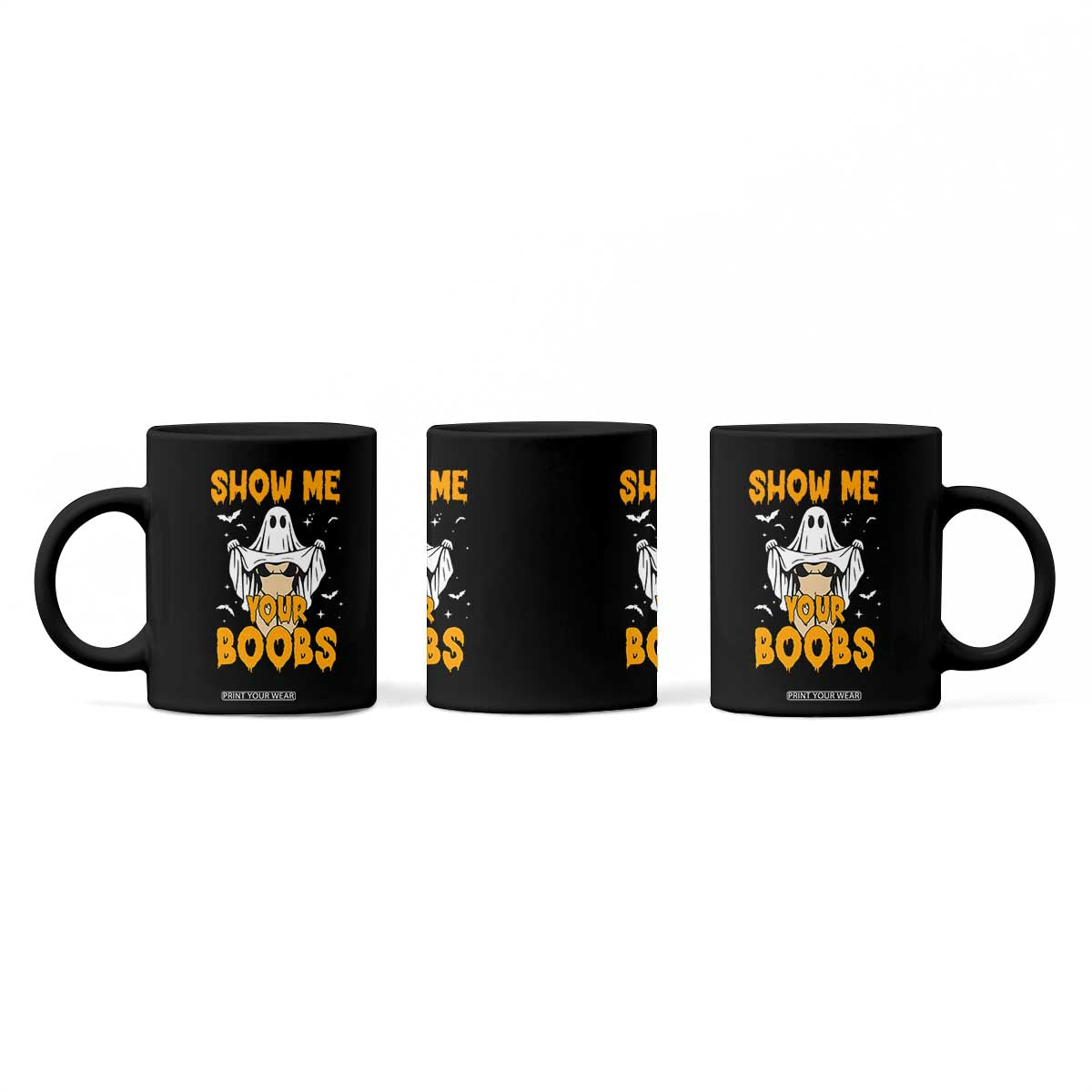 Funny Halloween Show Me Your Boobs Coffee Mug Halloween Adult Humor Spooky Ghost TS11 Print Your Wear