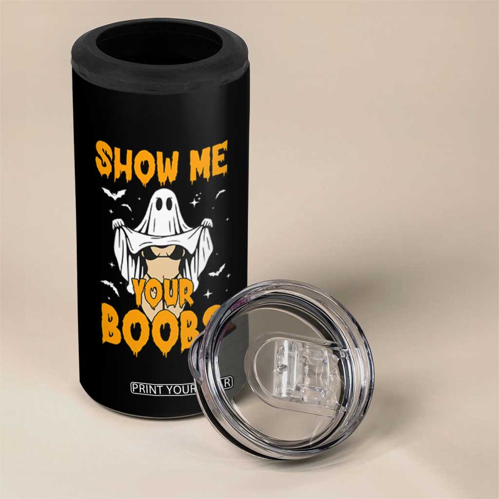 Funny Halloween Show Me Your Boobs 4 in 1 Can Cooler Tumbler Halloween Adult Humor Spooky Ghost TS11 Print Your Wear