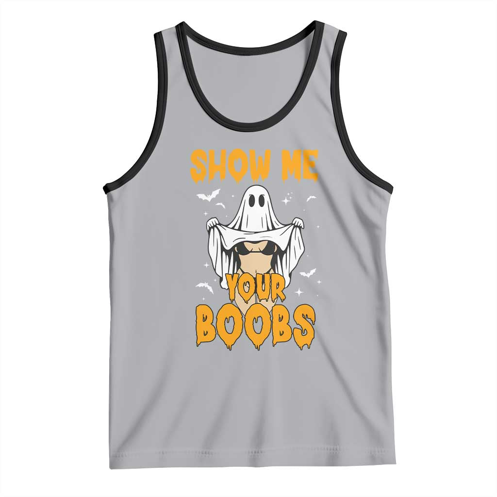 Funny Halloween Show Me Your Boobs Tank Top Halloween Adult Humor Spooky Ghost TS11 Athletic Heather Black Print Your Wear