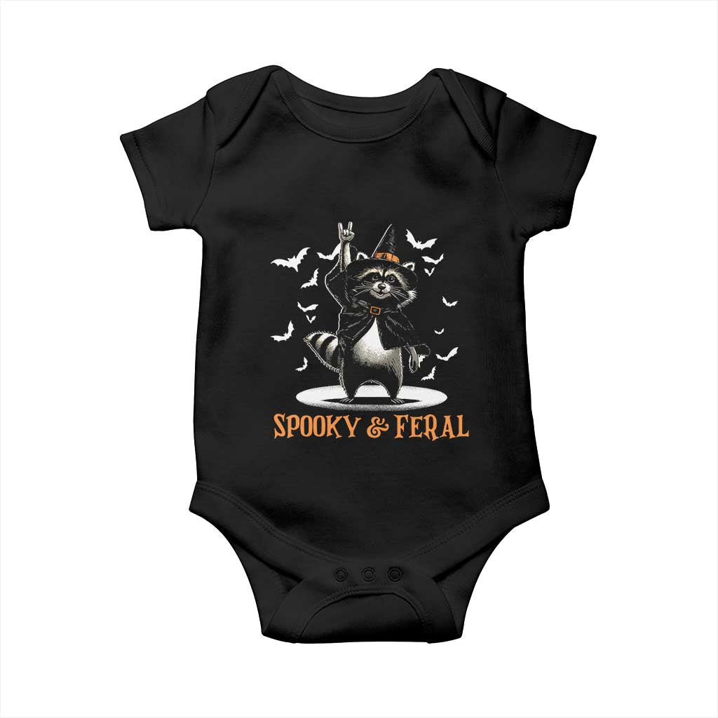 Funny Spooky And Feral Raccon Halloween Baby Onesie Racoon Lover TS11 Black Print Your Wear