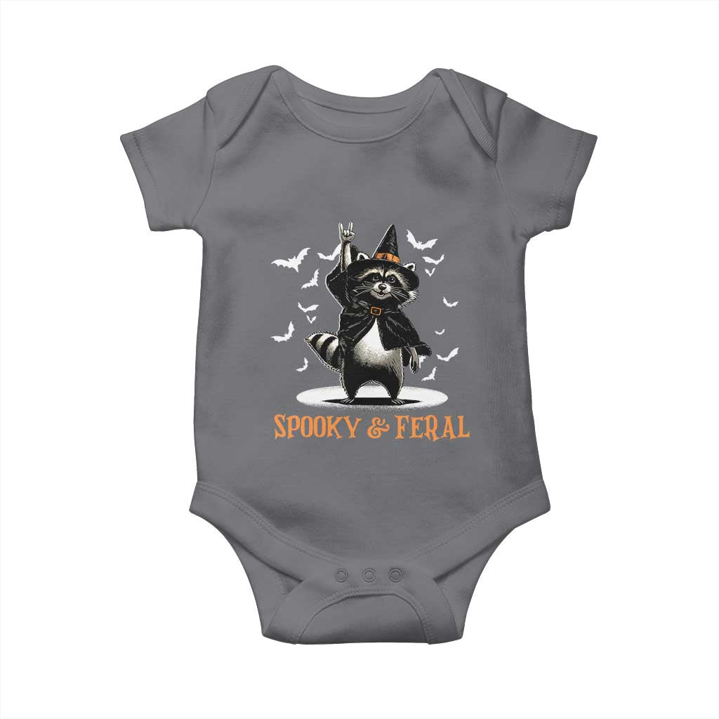 Funny Spooky And Feral Raccon Halloween Baby Onesie Racoon Lover TS11 Charcoal Print Your Wear
