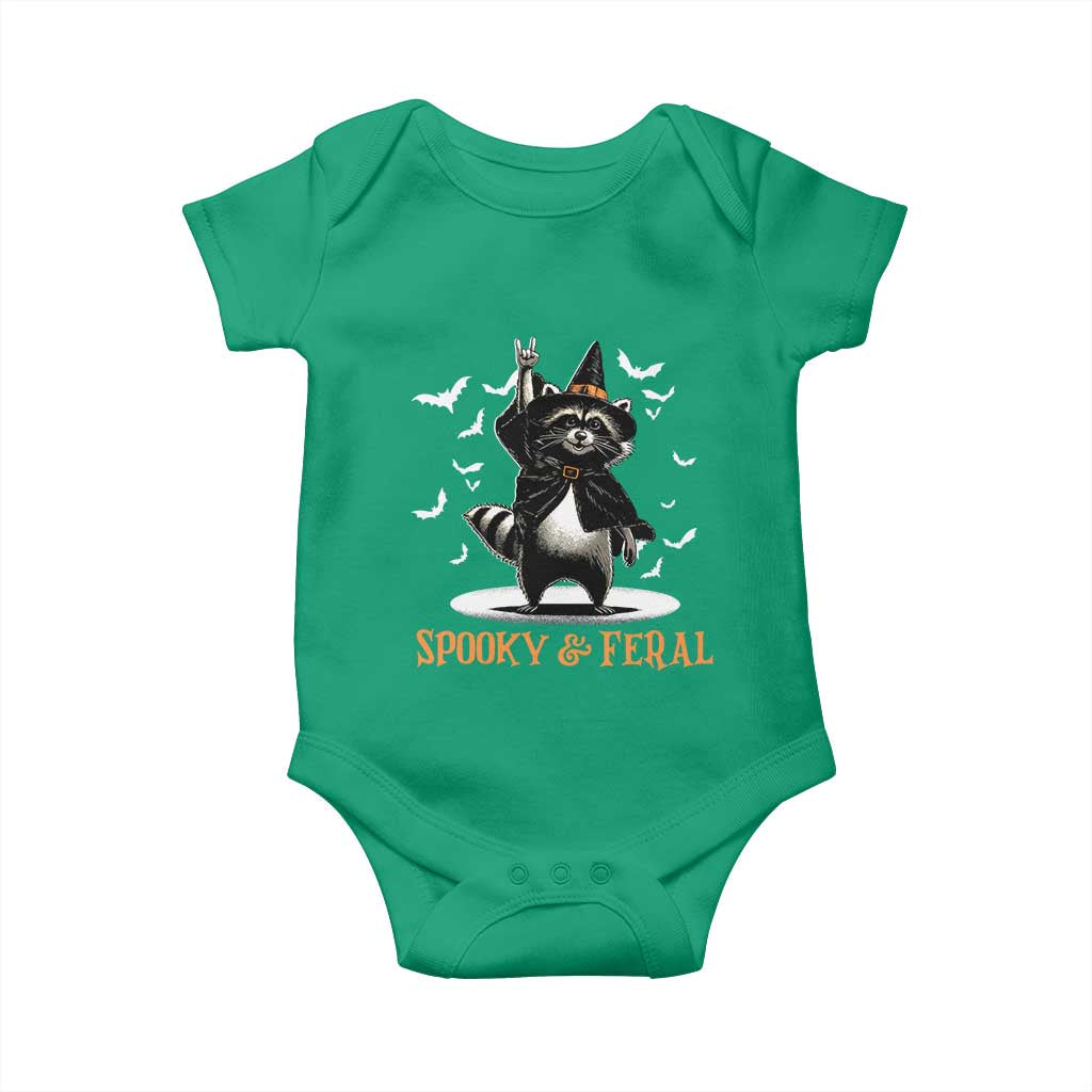Funny Spooky And Feral Raccon Halloween Baby Onesie Racoon Lover TS11 Irish Green Print Your Wear