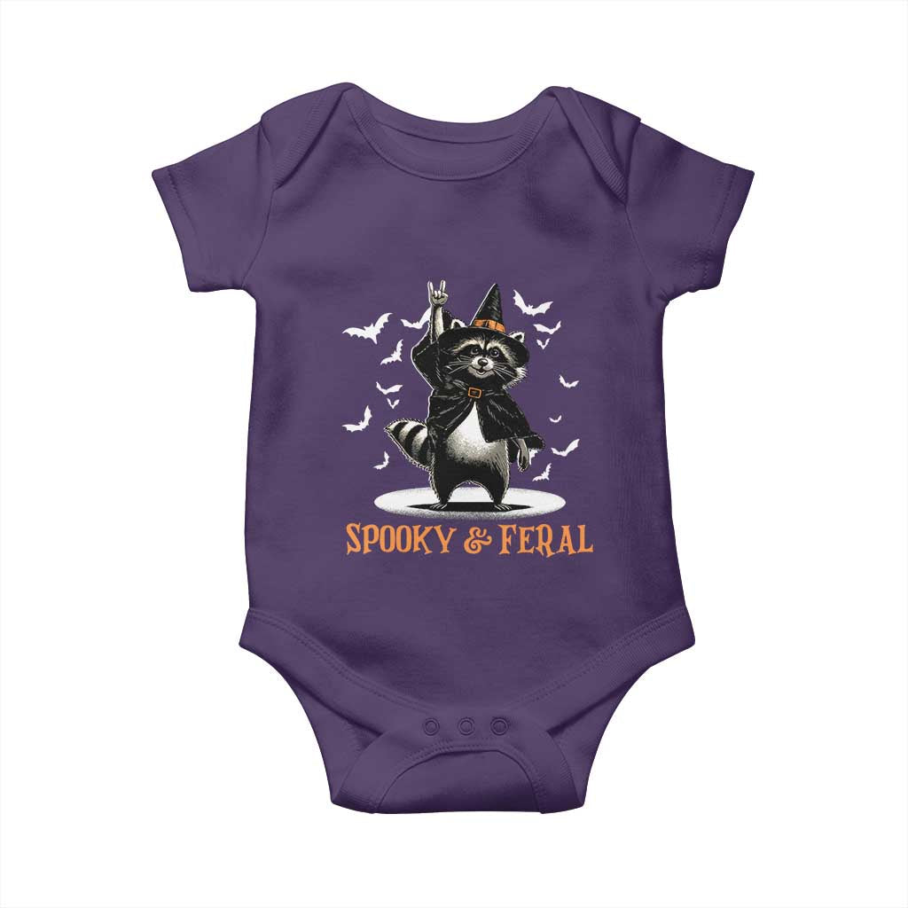 Funny Spooky And Feral Raccon Halloween Baby Onesie Racoon Lover TS11 Purple Print Your Wear