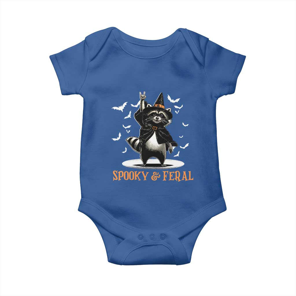 Funny Spooky And Feral Raccon Halloween Baby Onesie Racoon Lover TS11 Royal Blue Print Your Wear