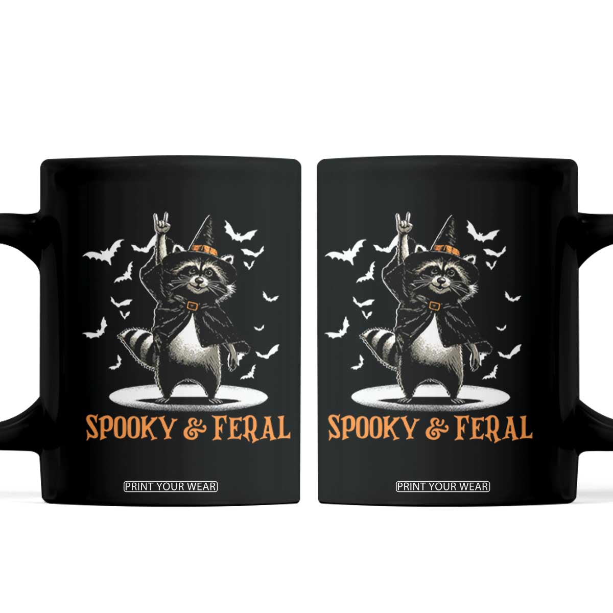 Funny Spooky And Feral Raccon Halloween Coffee Mug Racoon Lover TS11 Black Print Your Wear