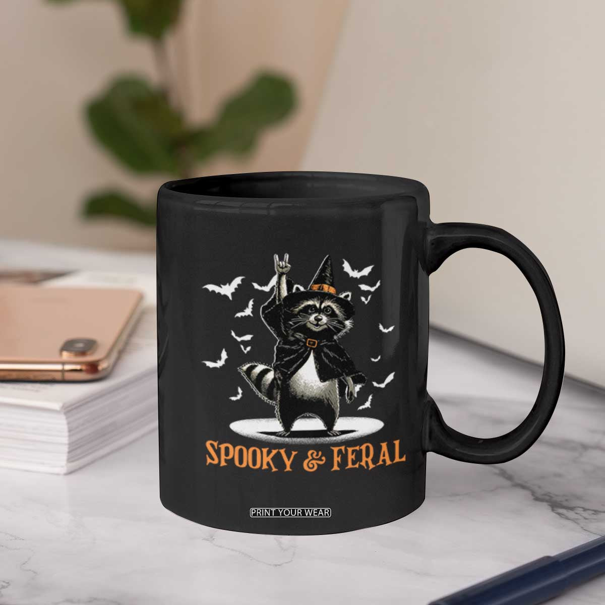 Funny Spooky And Feral Raccon Halloween Coffee Mug Racoon Lover TS11 Print Your Wear