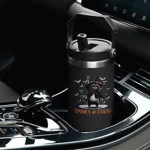 Funny Spooky And Feral Raccon Halloween Flip Straw Tumbler Racoon Lover TS11 Print Your Wear