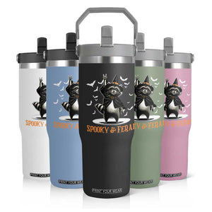 Funny Spooky And Feral Raccon Halloween Flip Straw Tumbler Racoon Lover TS11 Print Your Wear