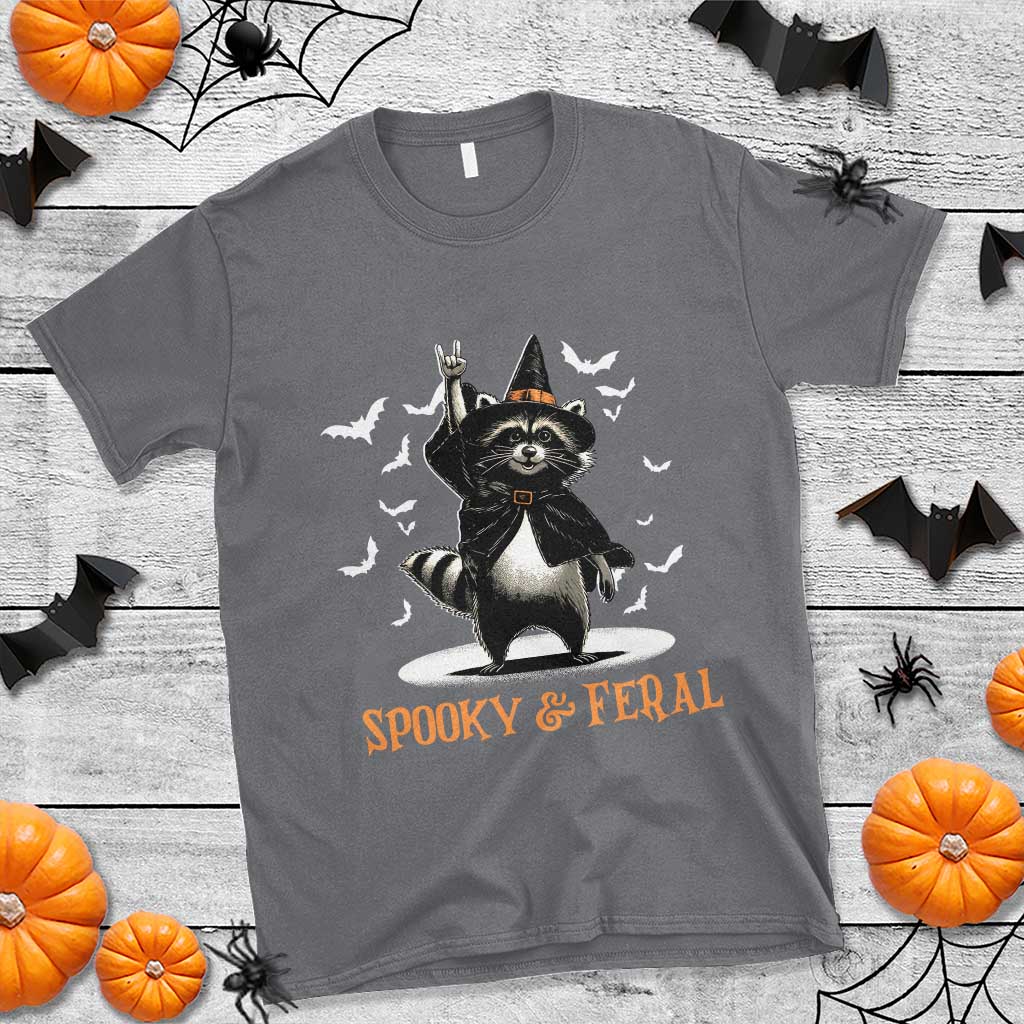 Funny Spooky And Feral Raccon Halloween T Shirt Racoon Lover TS11 Charcoal Print Your Wear