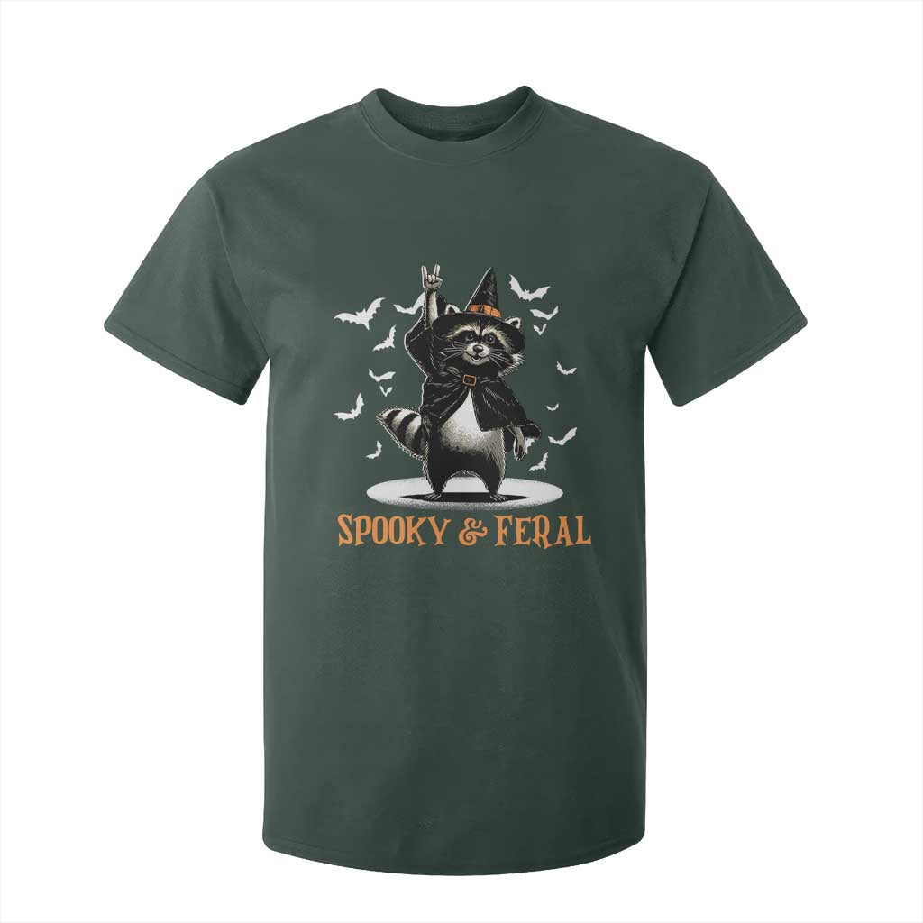 Funny Spooky And Feral Raccon Halloween T Shirt For Kid Racoon Lover TS11 Dark Forest Green Print Your Wear