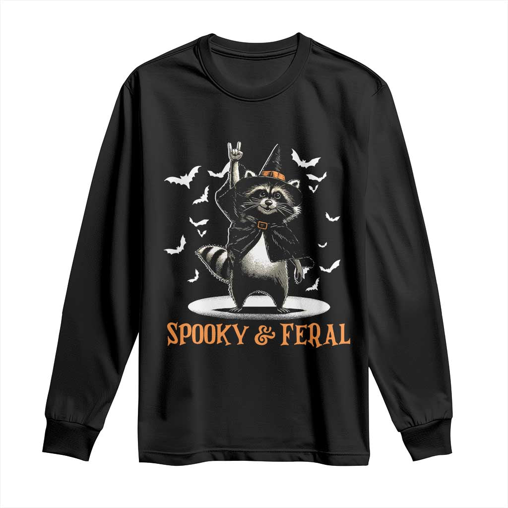 Funny Spooky And Feral Raccon Halloween Long Sleeve Shirt Racoon Lover TS11 Black Print Your Wear