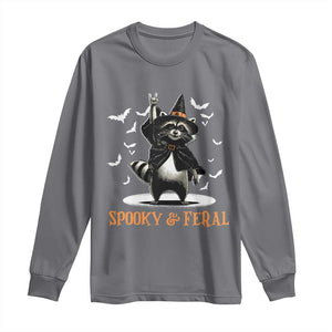 Funny Spooky And Feral Raccon Halloween Long Sleeve Shirt Racoon Lover TS11 Charcoal Print Your Wear