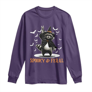 Funny Spooky And Feral Raccon Halloween Long Sleeve Shirt Racoon Lover TS11 Purple Print Your Wear