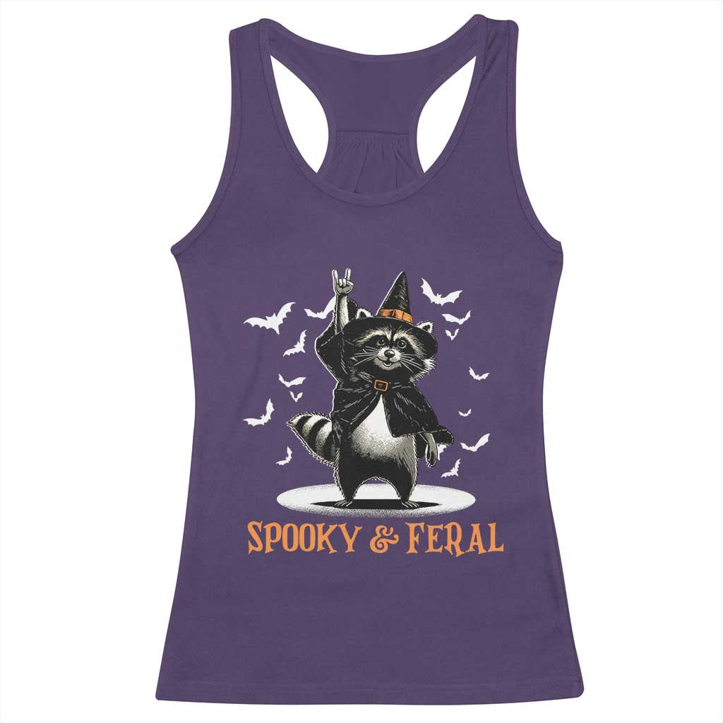 Funny Spooky And Feral Raccon Halloween Racerback Tank Top Racoon Lover TS11 Purple Print Your Wear