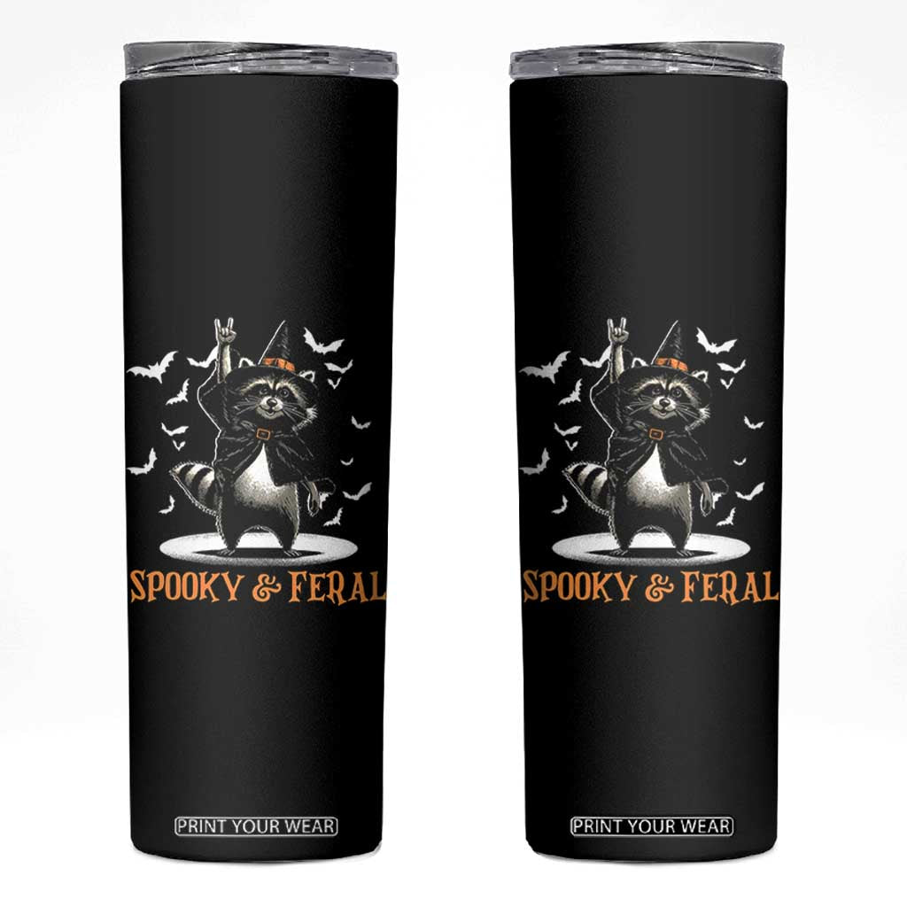 Funny Spooky And Feral Raccon Halloween Skinny Tumbler Racoon Lover TS11 Black Print Your Wear