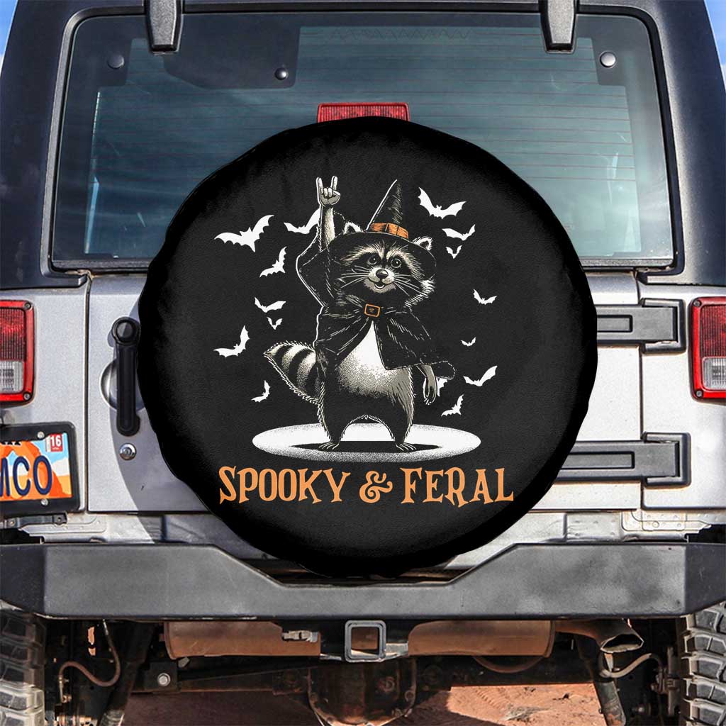 Funny Spooky And Feral Raccon Halloween Spare Tire Cover Racoon Lover TS11 No hole Black Print Your Wear