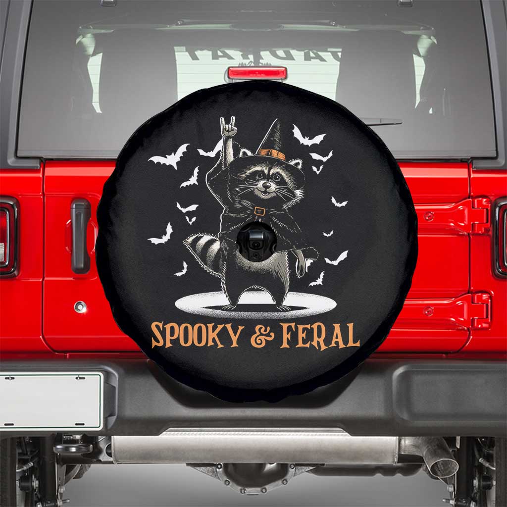 Funny Spooky And Feral Raccon Halloween Spare Tire Cover Racoon Lover TS11 Black Print Your Wear