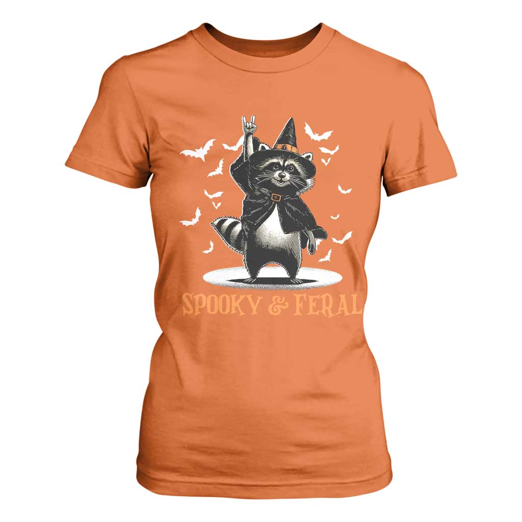 Funny Spooky And Feral Raccon Halloween T Shirt For Women Racoon Lover TS11 Orange Print Your Wear