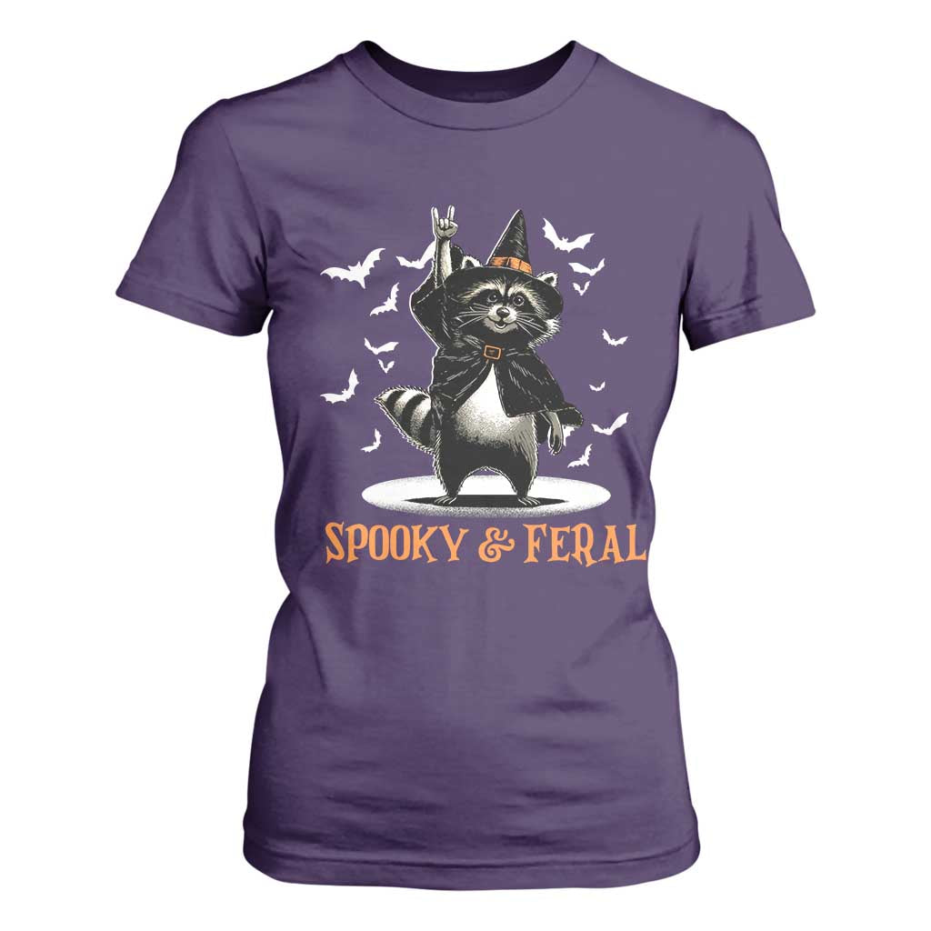 Funny Spooky And Feral Raccon Halloween T Shirt For Women Racoon Lover TS11 Purple Print Your Wear
