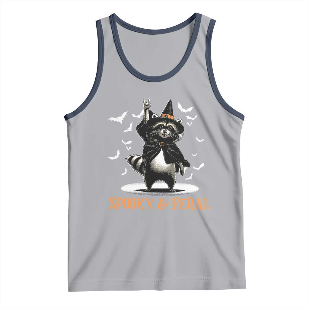 Funny Spooky And Feral Raccon Halloween Tank Top Racoon Lover TS11 Athletic Heather Navy Print Your Wear